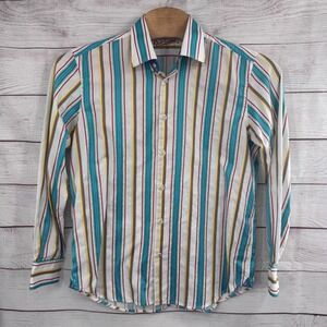 Robert Graham Striped Button Down Shirt Long Sleeve Colorful Cotton Blend L / XL